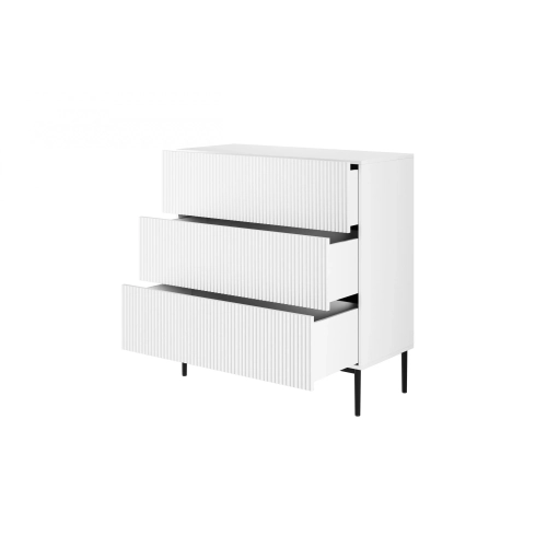 Komoda z szufladami Nicole 100 cm - biały mat / czarne nóżki